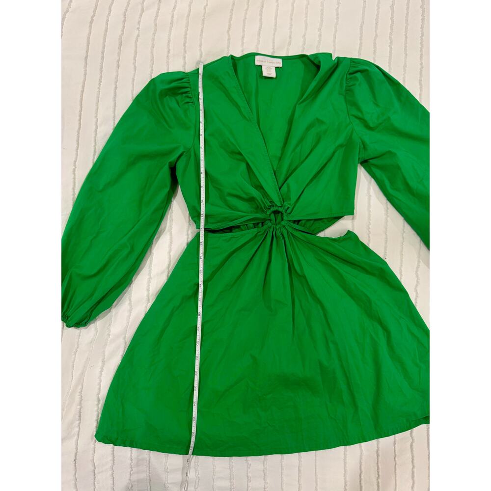 Brat Green Cutout Mini Dress Sz XS O Ring Festival Rave Coachella Indie Sleaze - Picture 4 of 13